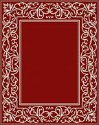 Crimson Ivory Swirling Floral Border Rug