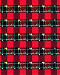 Red Green Checkered Floral Border Rug