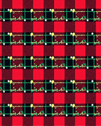 Red Green Checkered Floral Border Rug