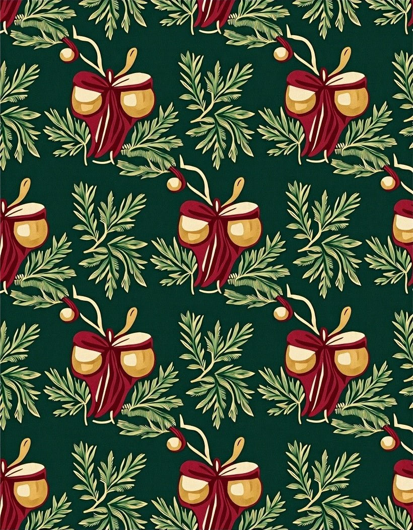 Victorian Red Bow Acorn Greenery Rug