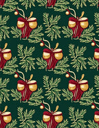 Victorian Red Bow Acorn Greenery Rug