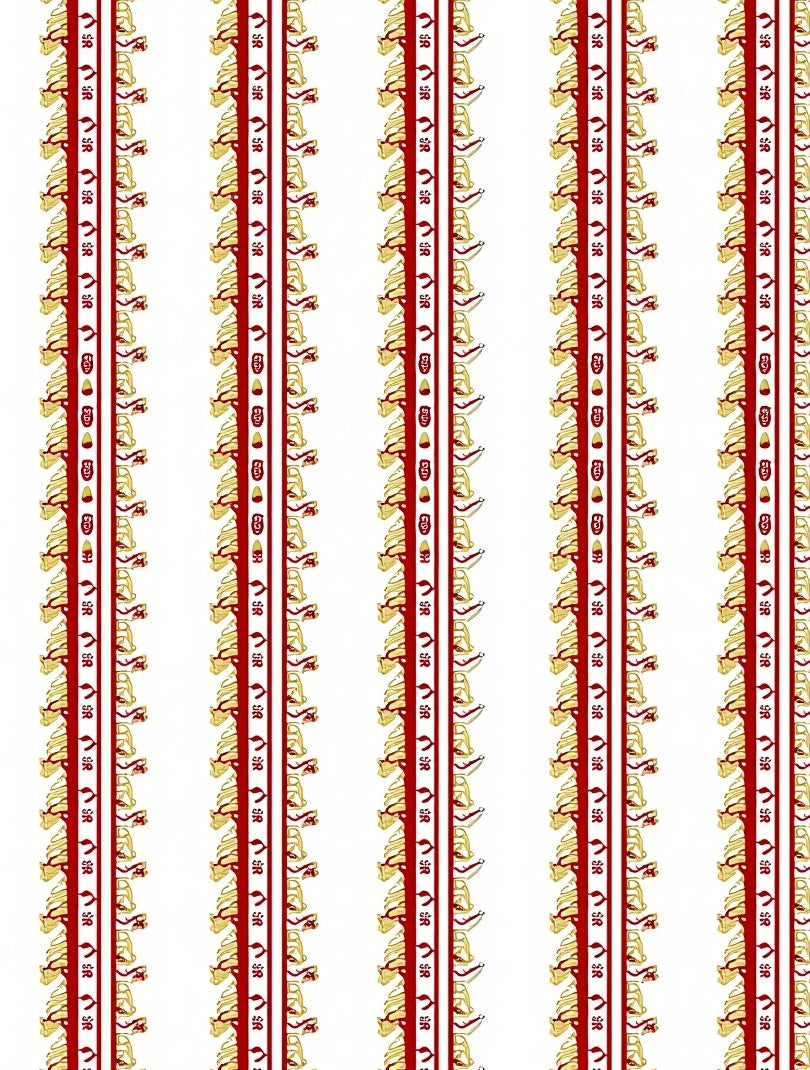 Red Golden Bordered Vertical Stripe Rug