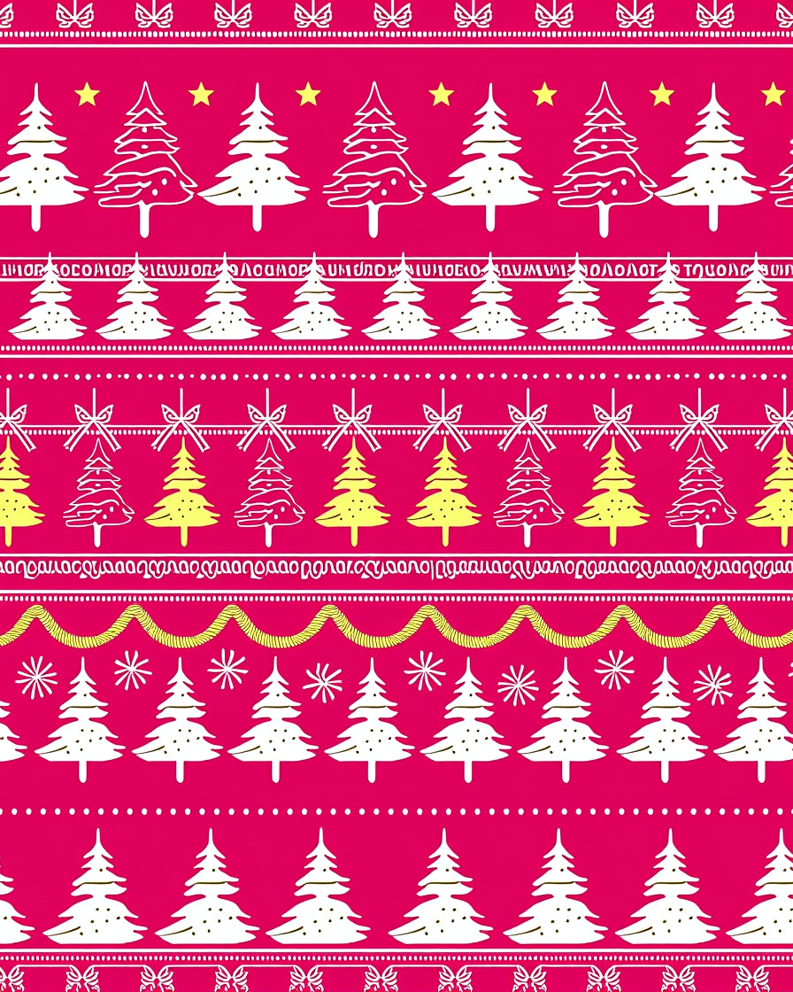 Festive White Christmas Trees Yellow Stars Rug