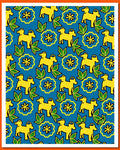 Yellow Dog Blue Floral Whimsical Garden Rug