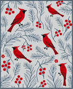 Red Cardinal Winter Berry Arrangement Rug