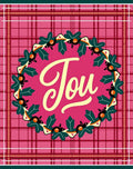Crimson Plaid Holly Wreath Joy Rug