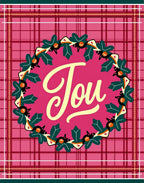 Crimson Plaid Holly Wreath Joy Rug