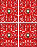 Crimson White Green Floral Medallion Rug