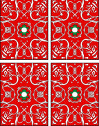 Crimson White Green Floral Medallion Rug