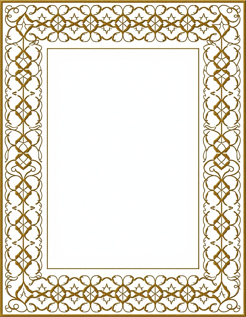 Golden Ornate Vintage Scroll Border Rug