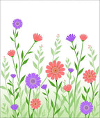 Vibrant Coral Purple Daisy Meadow Rug