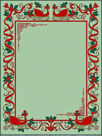 Festive Red Sleigh Holly Border Rug