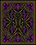 Ornate Gold Magenta Foliage Border Rug