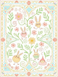 Whimsical Spring Garden Bunny Border Rug