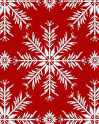 White Festive Snowflakes Red Background Rug