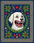 Whimsical White Dog Holly Border Rug