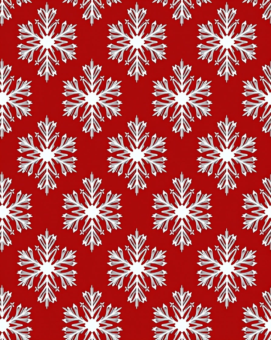 Crimson Red White Intricate Snowflake Repeat Rug