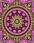 Vibrant Pink Yellow Medallion Mandala Rug