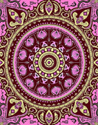 Vibrant Pink Yellow Medallion Mandala Rug