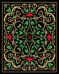 Vintage Red Green Holly Swirl Rug