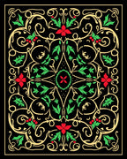 Vintage Red Green Holly Swirl Rug
