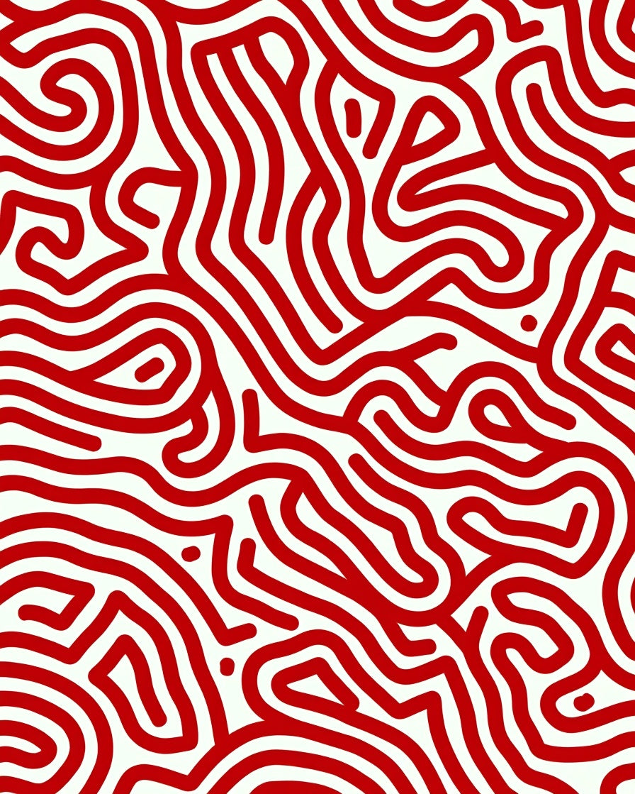 Crimson Maze Organic Lines Rug