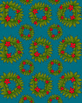 Green Leaf Red Berry Wreath Rug