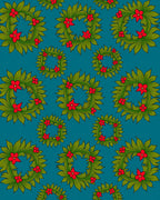 Green Leaf Red Berry Wreath Rug