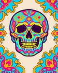 Vibrant Colorful Skull Day Decorations Rug
