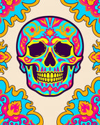 Vibrant Colorful Skull Day Decorations Rug