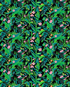 Vibrant Pink Flower Jungle Vines Rug