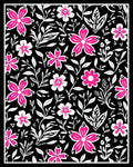 Bold Pink Blooming Branches Botanical Black Rug