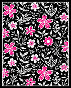Bold Pink Blooming Branches Botanical Black Rug