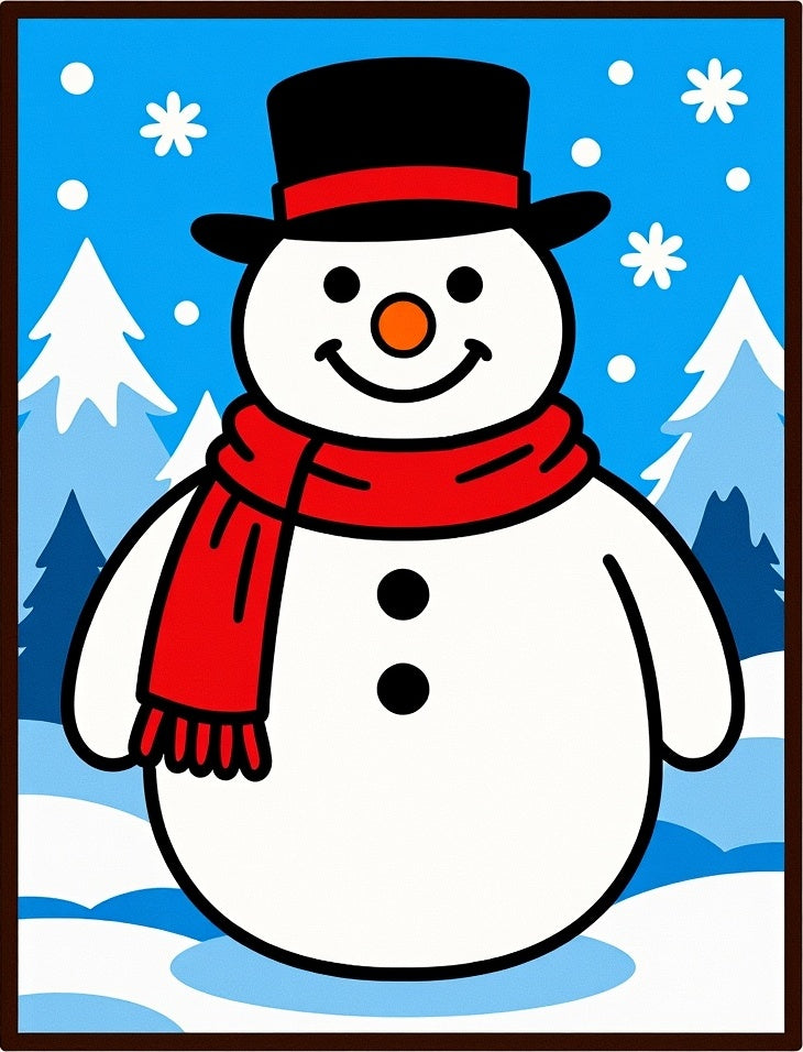 Cheerful Snowman Winter Wonderland Scenery Rug