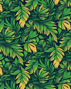 Lush Green Yellow Tropical Foliage Rug