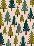 Woodland Forest Pine Trees Khaki Rug