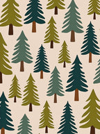 Woodland Forest Pine Trees Khaki Rug