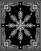 White Snowflake Floral Border Rug