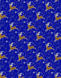 Brown Reindeer White Snowflakes Blue Field Rug