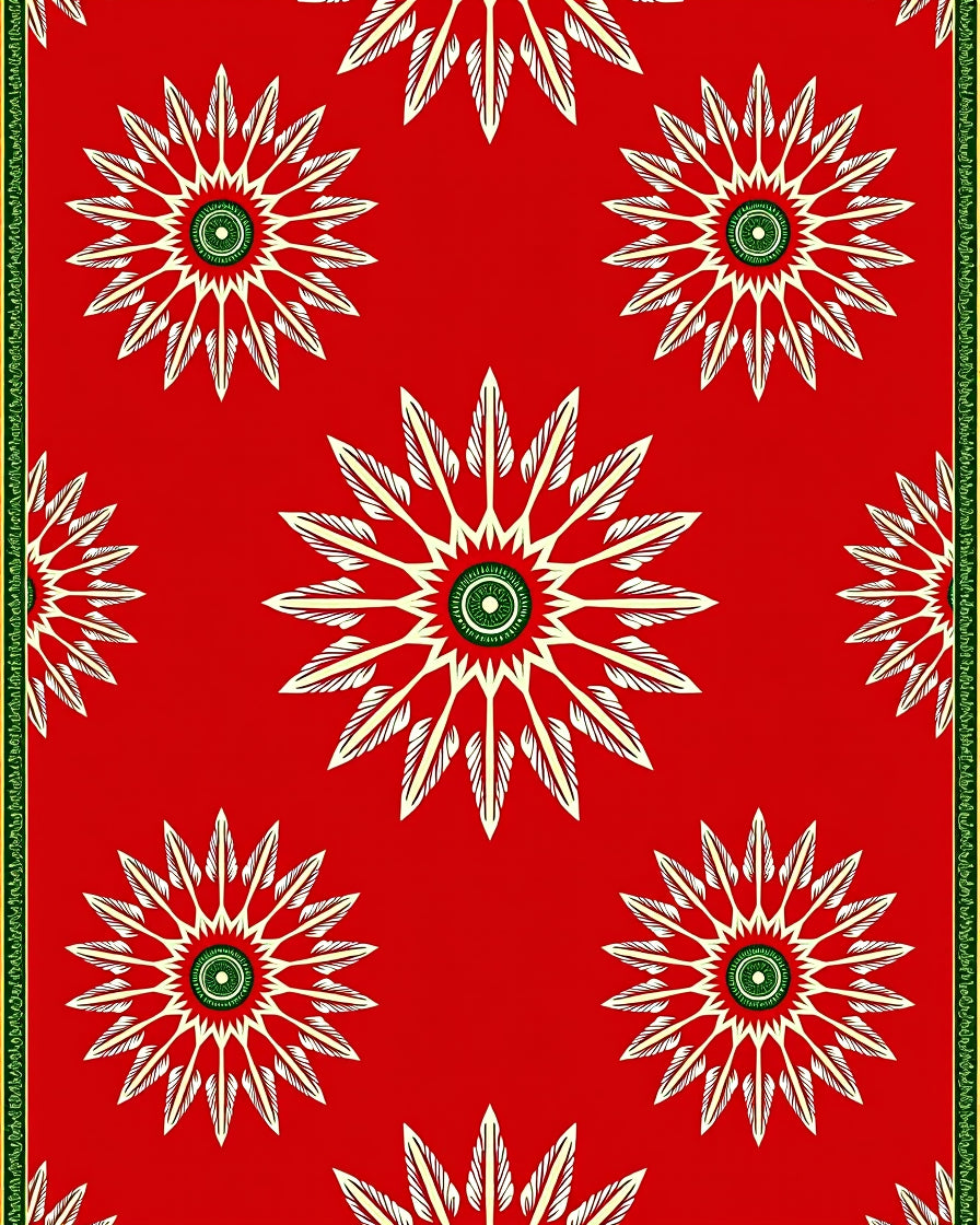 Red Sunburst Star Medallion Rug
