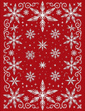 Festive Red White Snowflake Collage Rug