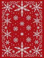 Festive Red White Snowflake Collage Rug