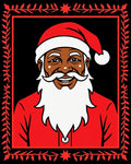 Crimson Santa Claus Portrait Red Border Rug