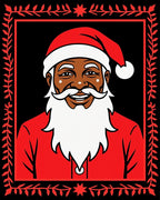 Crimson Santa Claus Portrait Red Border Rug