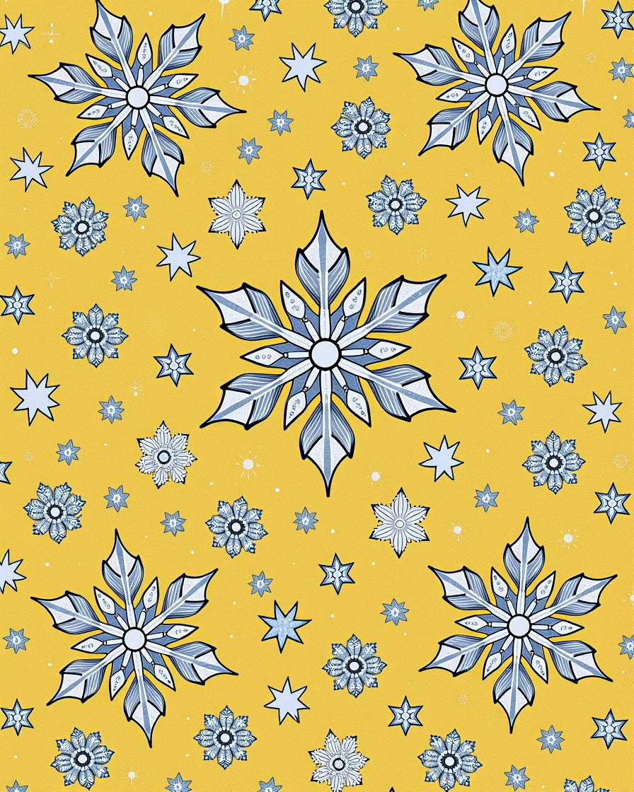 Yellow Snowflake Winter Scatter Rug