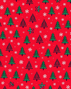 Crimson Pine Snowflakes Holiday Scatter Rug