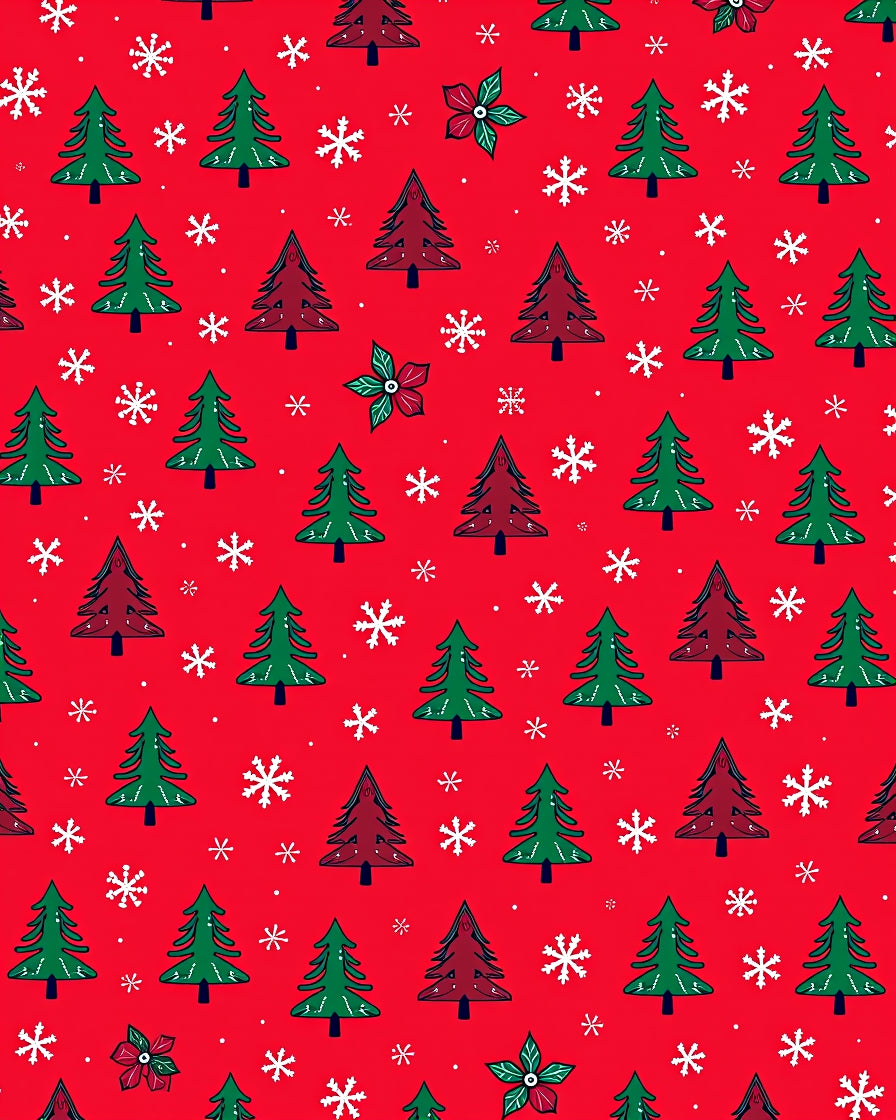 Crimson Pine Snowflakes Holiday Scatter Rug