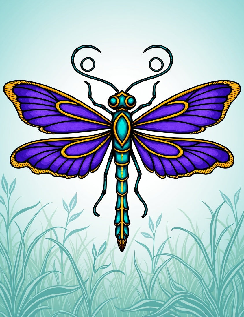 Vibrant Purple Dragonfly With Gold Accents Rug