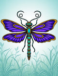 Vibrant Purple Dragonfly With Gold Accents Rug
