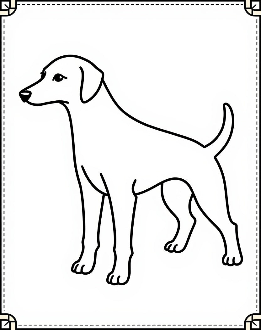 Playful Thin Line Dog Portrait Rug